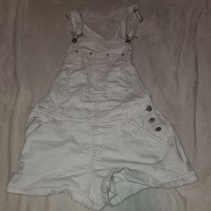 White jean overalls